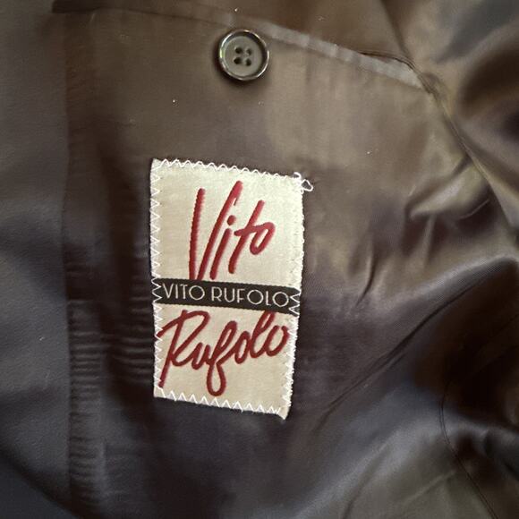 Vito Rufolo Made In Italy Suit Jacket Mens 40R Black Solid Wool Three Buttons - Picture 5 of 11
